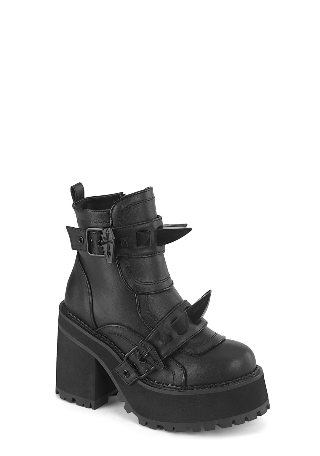 Demonia Assault-72 Spiked Ankle Boots - Black - Image 2