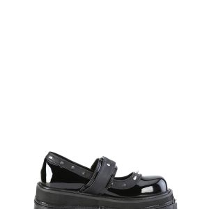 Demonia Damned-20 Platform Mary Janes With Spikes - Black