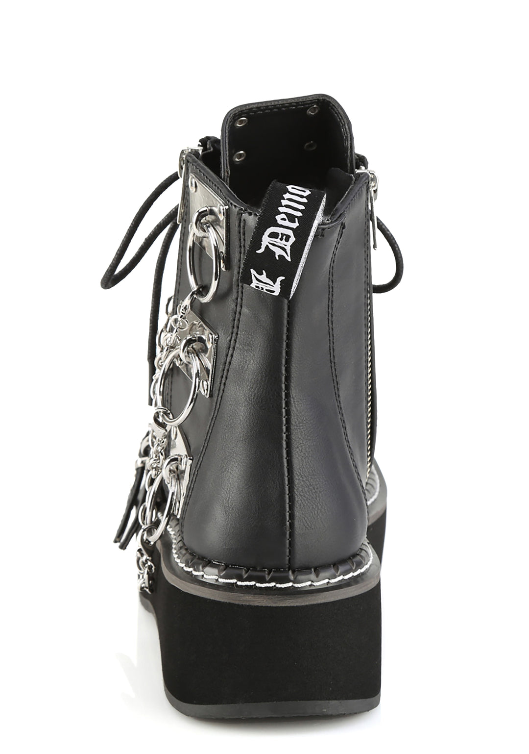 Demonia Emily-57 Platform Ankle Boots With Chains - Black - Image 5