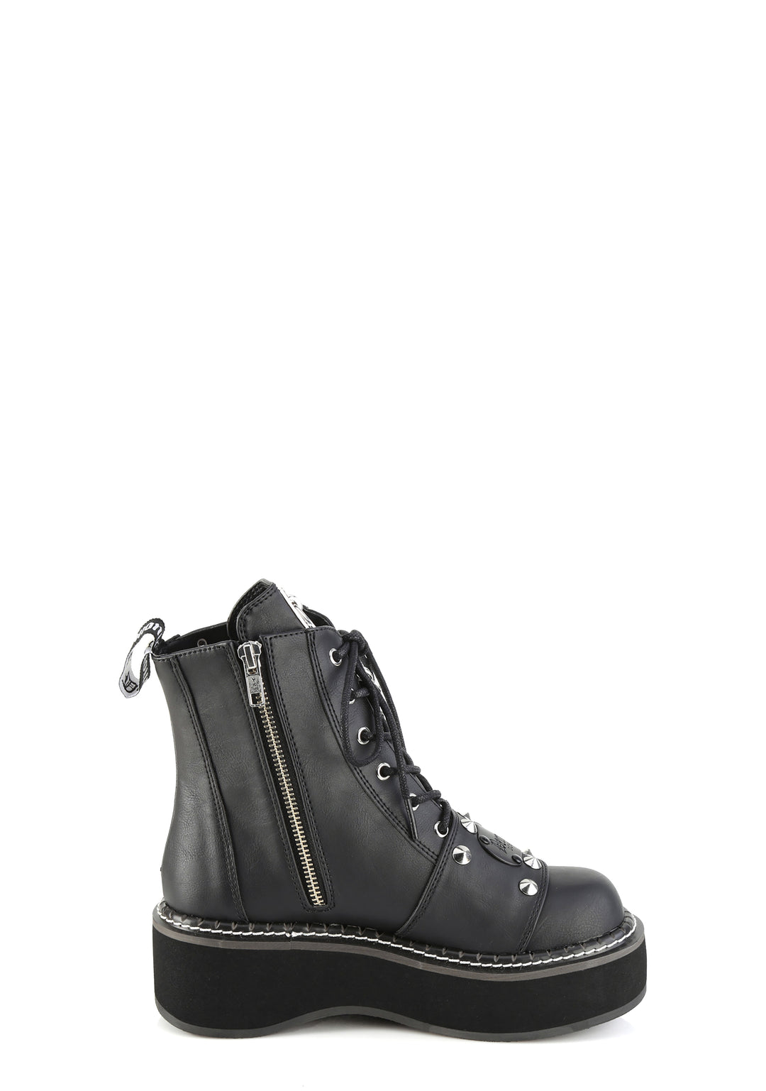 Demonia Emily-57 Platform Ankle Boots With Chains - Black - Image 3