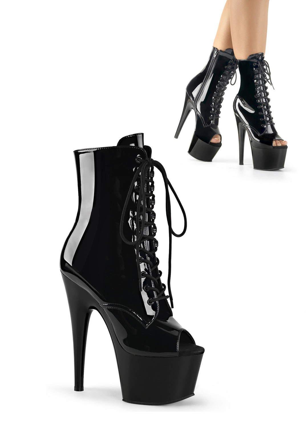 Adore-1021 Platform Peep Toe Ankle Boots-Black - Image 5
