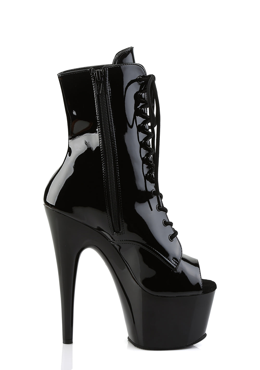 Adore-1021 Platform Peep Toe Ankle Boots-Black