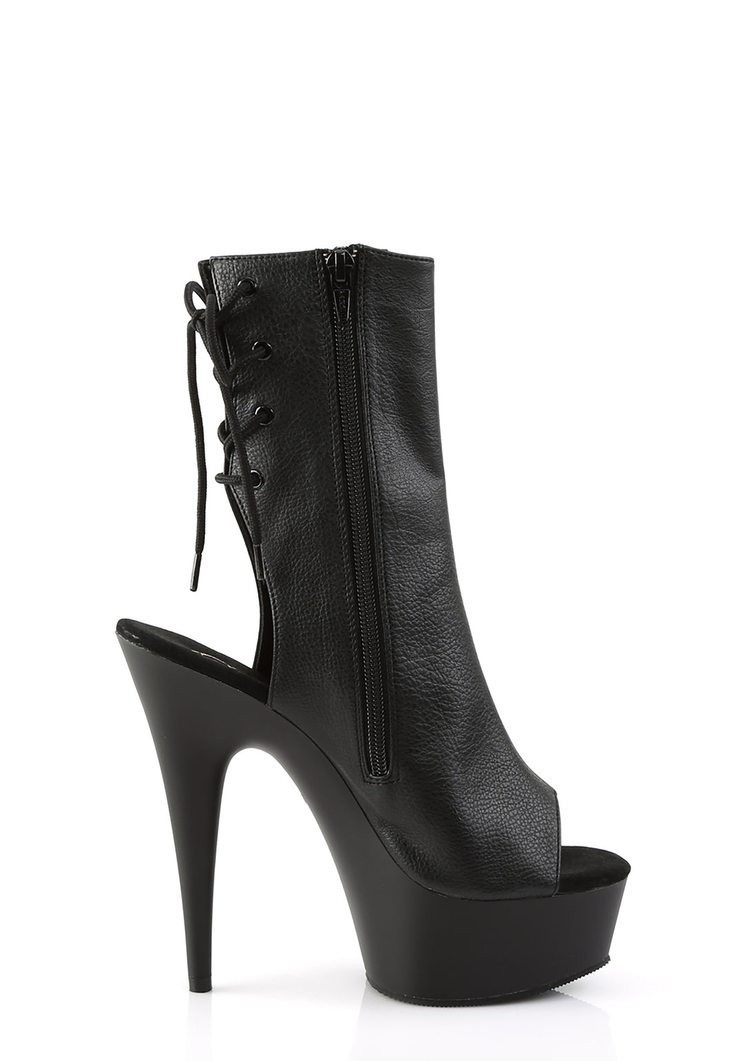 Delight-1018 Platform Ankle Boots-Black PU