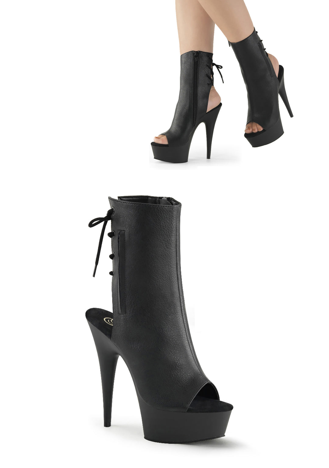 Delight-1018 Platform Ankle Boots-Black PU - Image 5