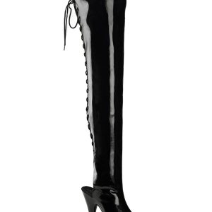 Delight-3017 Platform Thigh High Boots-Black