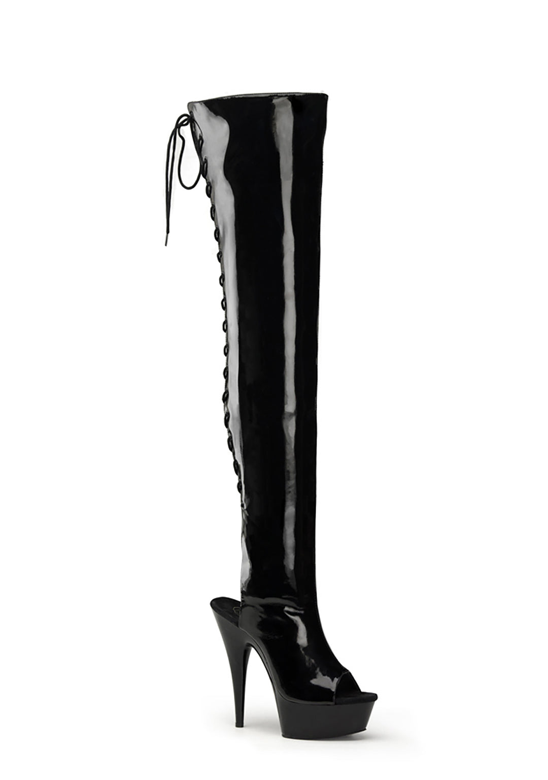 Delight-3017 Platform Thigh High Boots-Black