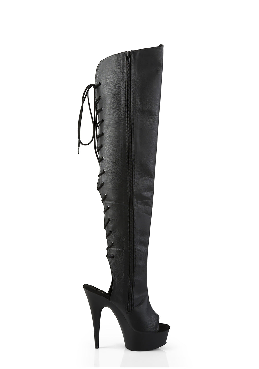 Delight-3019 Platform Over-The-Knee Boots-Black PU