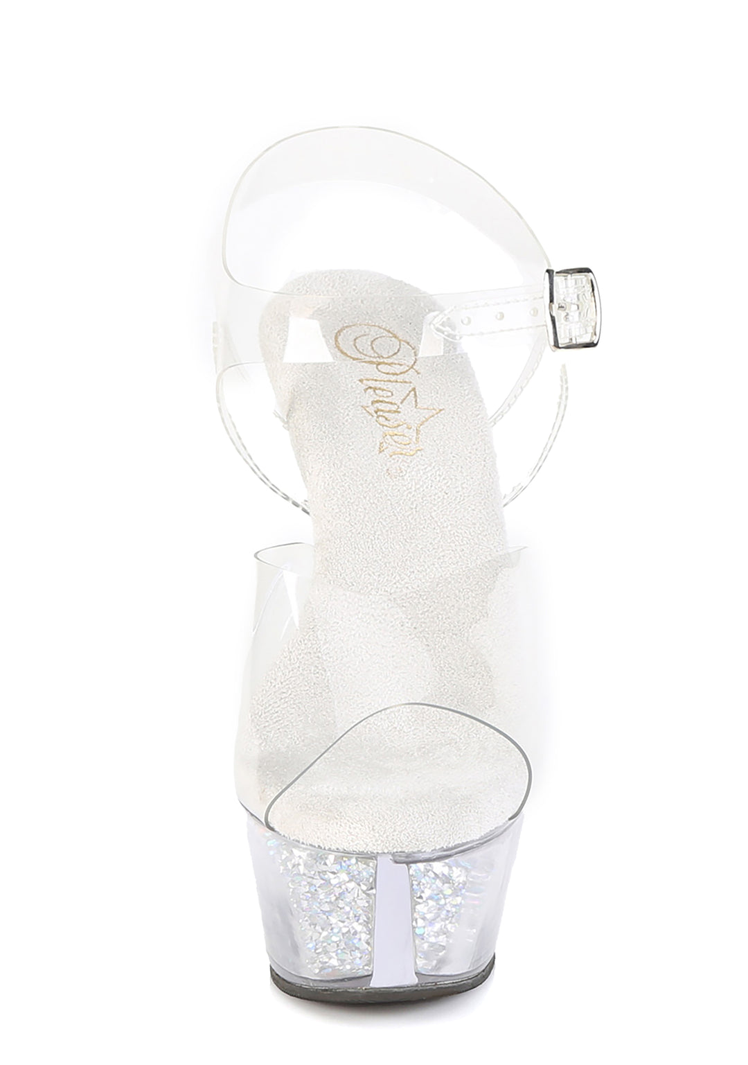 Kiss-208RSI Platform Ankle Strap Sandals-Clear Rhinestones - Image 3