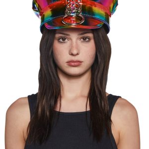 Funk Plus Rainbow Iridescent Rainbow Captain Police Hat - Multi