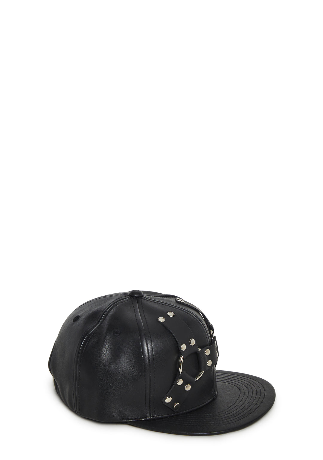 Funk Plus Vegan Leather Baseball Hat With O-Ring Harness - Black - Image 4