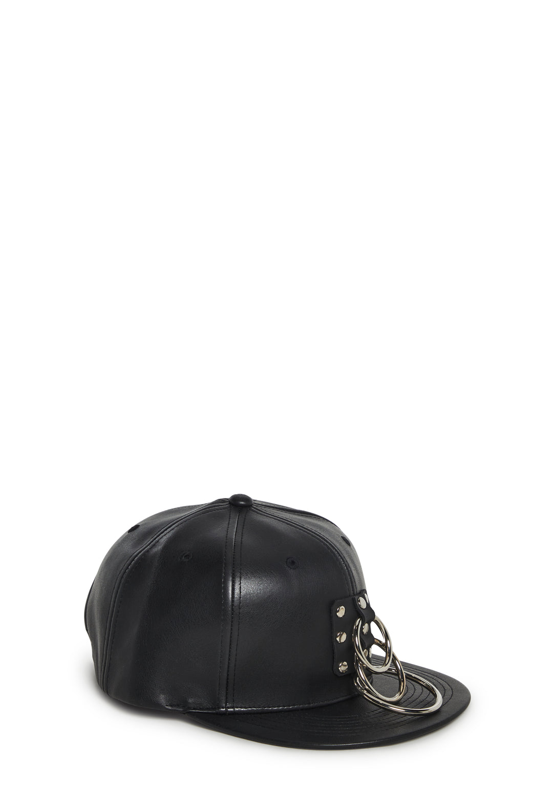 Funk Plus Vegan Leather Baseball Hat With O-Rings - Black - Image 4
