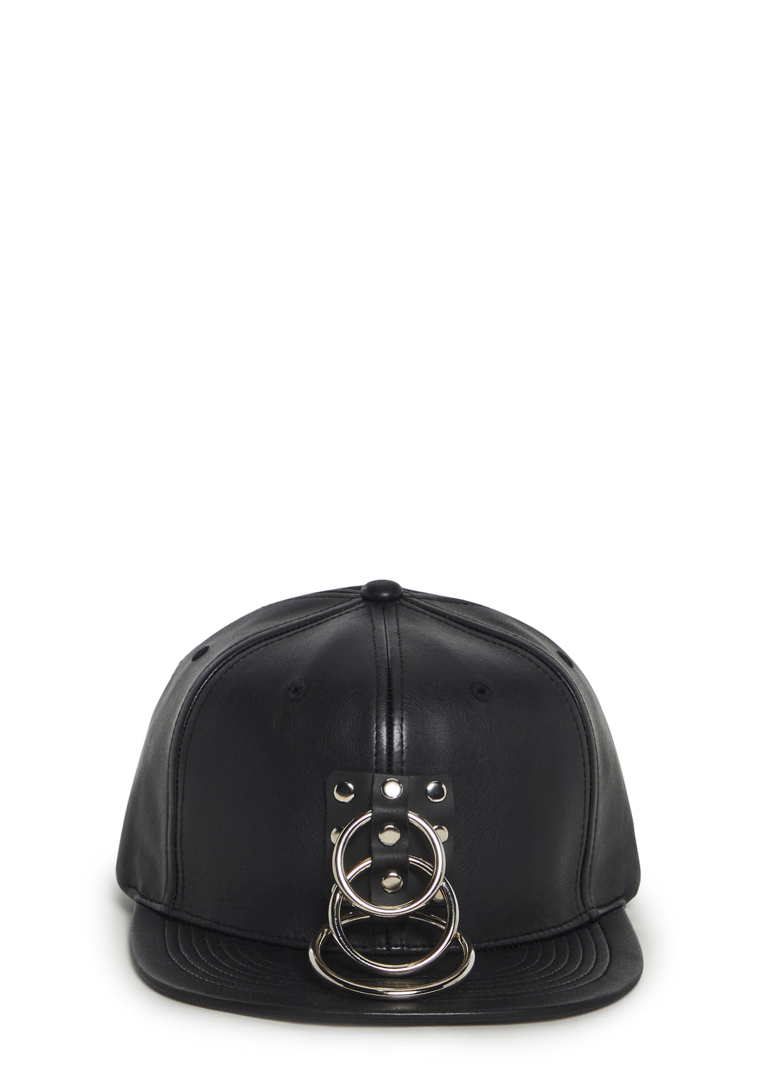 Funk Plus Vegan Leather Baseball Hat With O-Rings - Black - Image 6
