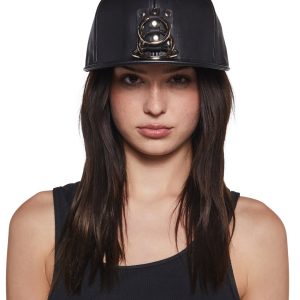Funk Plus Vegan Leather Baseball Hat With O-Rings - Black