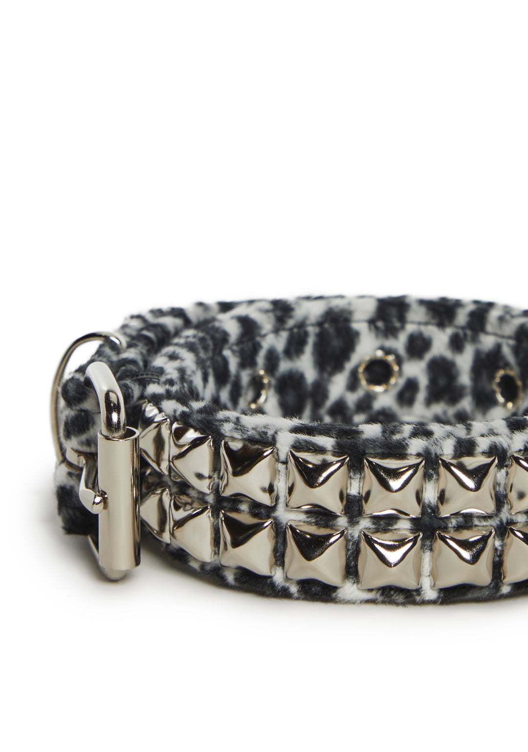 Funk Plus Fuzzy Pyramid Stud Leopard Belt - White - Image 5