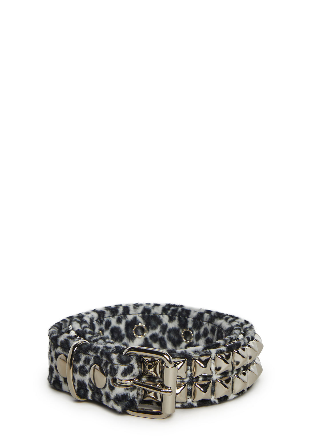 Funk Plus Fuzzy Pyramid Stud Leopard Belt - White - Image 6