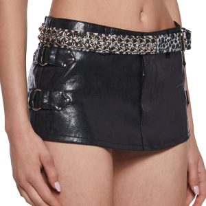 Funk Plus Fuzzy Pyramid Stud Leopard Belt - White