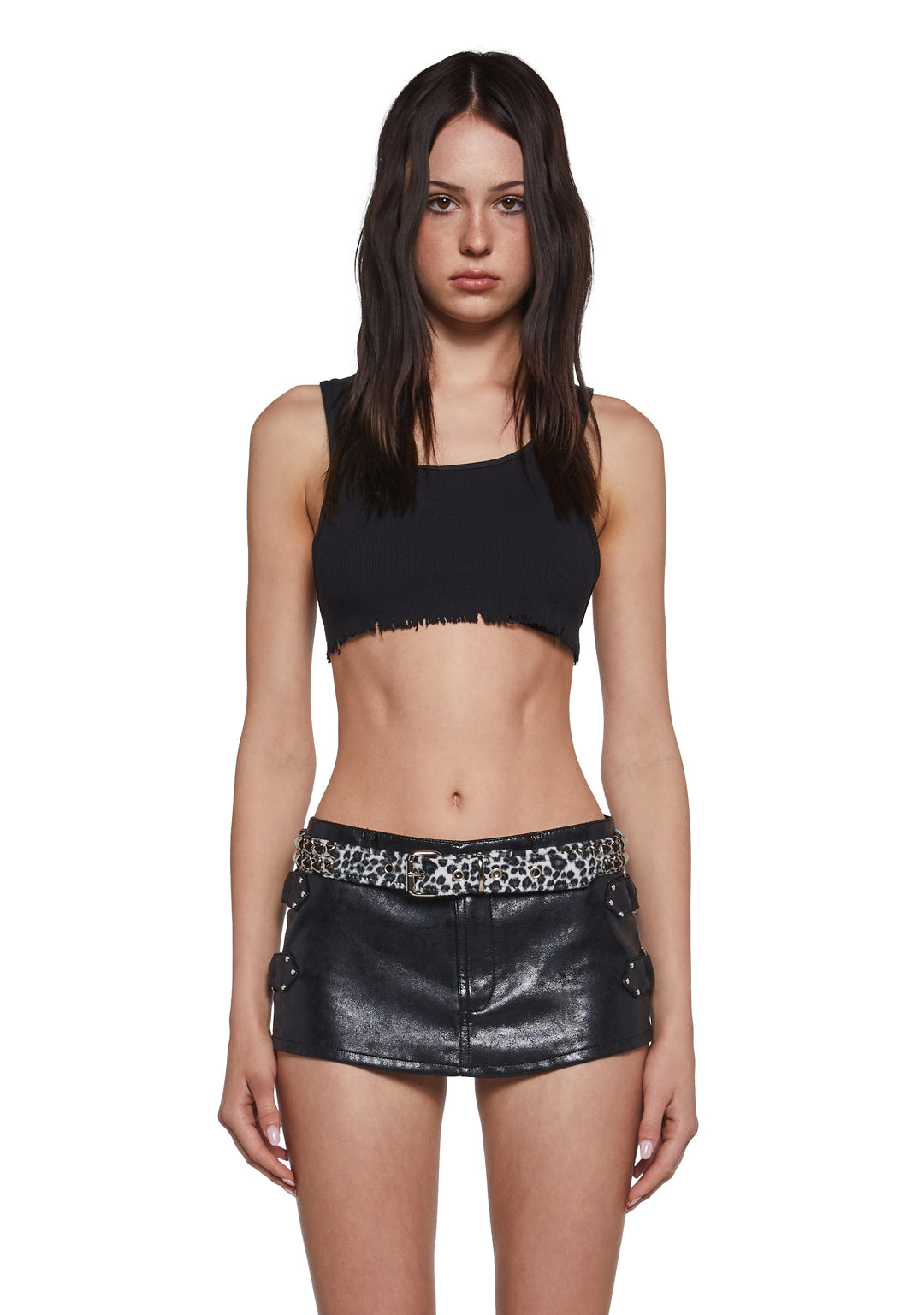 Funk Plus Fuzzy Pyramid Stud Leopard Belt - White - Image 2