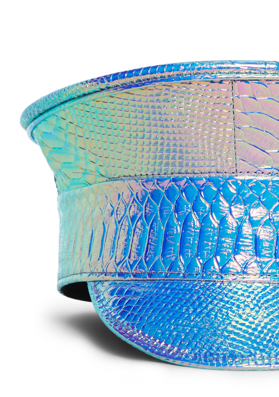 Funk Plus Iridescent Snake Vinyl Captain Police Hat - Silver - Image 4