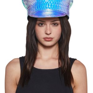 Funk Plus Iridescent Snake Vinyl Captain Police Hat - Silver