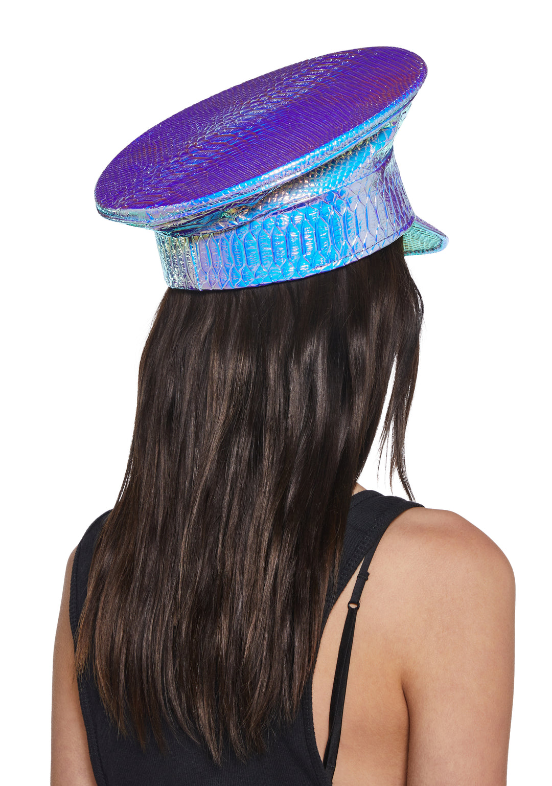 Funk Plus Iridescent Snake Vinyl Captain Police Hat - Silver - Image 3