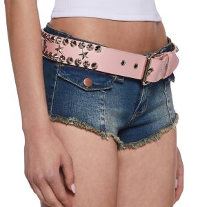 Funk Plus Vegan Star Pyramid Studded Belt - Pink