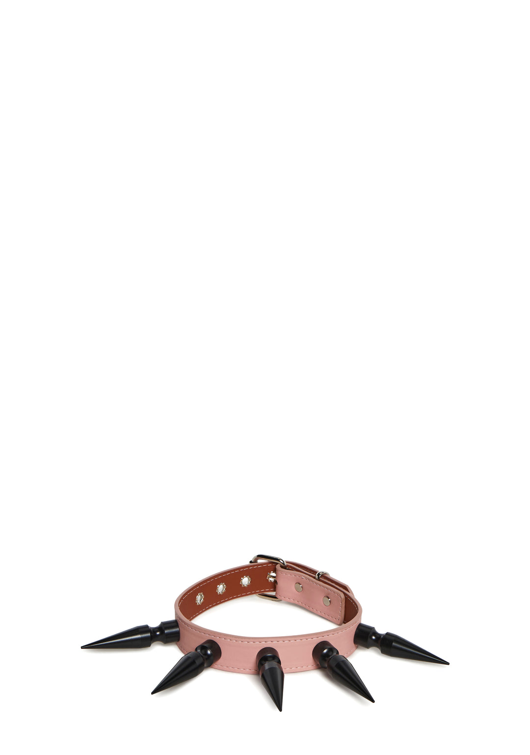 Funk Plus Patent Vinyl Spiked Collar - Pink - Image 4