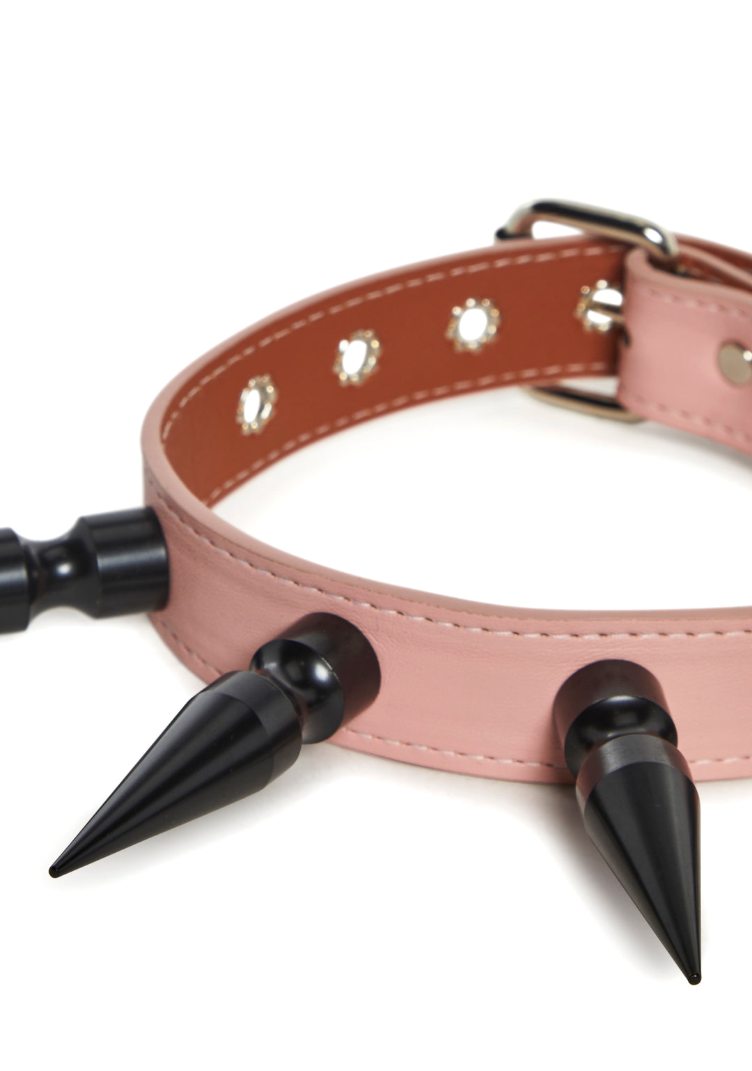 Funk Plus Patent Vinyl Spiked Collar - Pink - Image 3