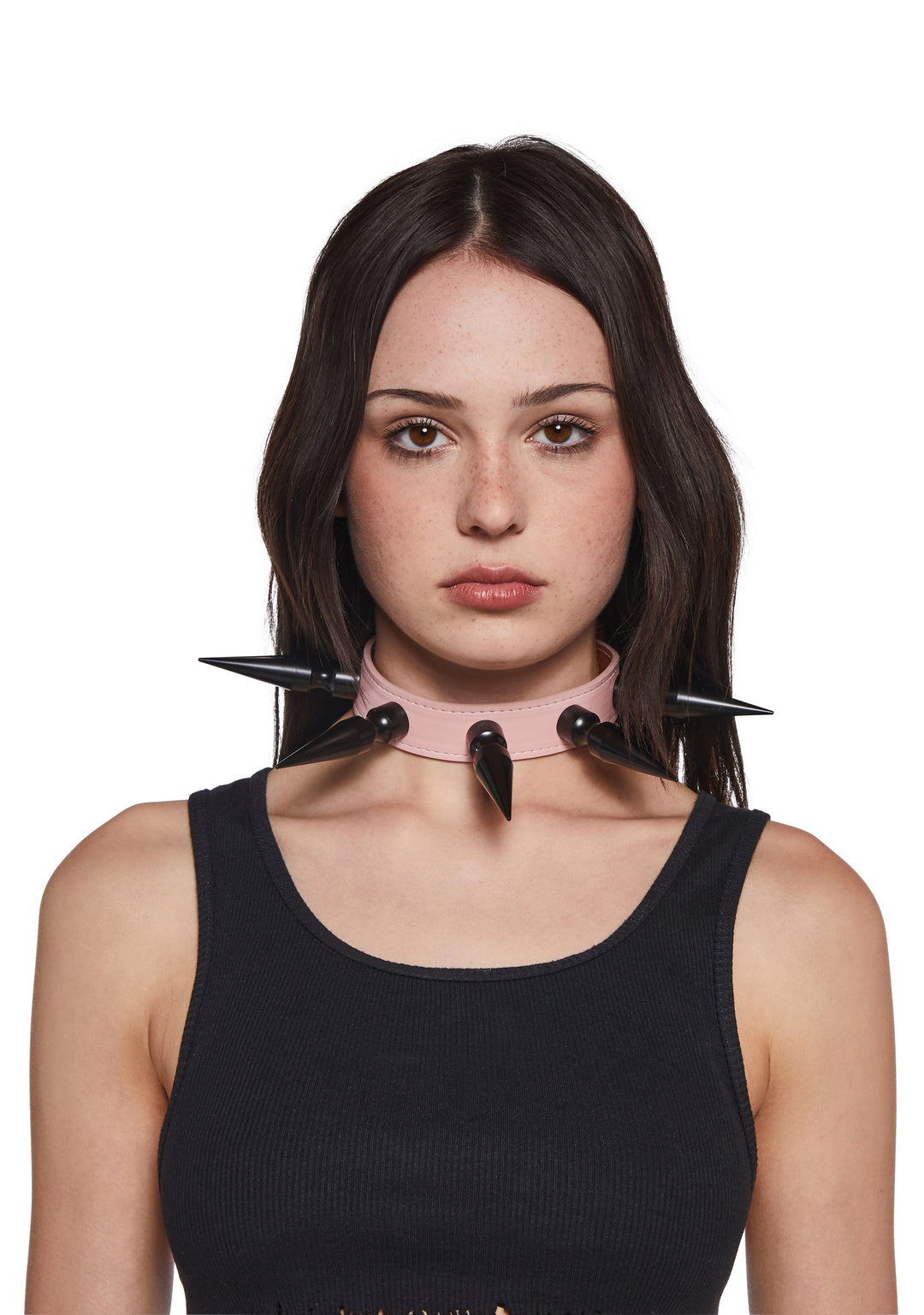 Funk Plus Patent Vinyl Spiked Collar - Pink - Image 2
