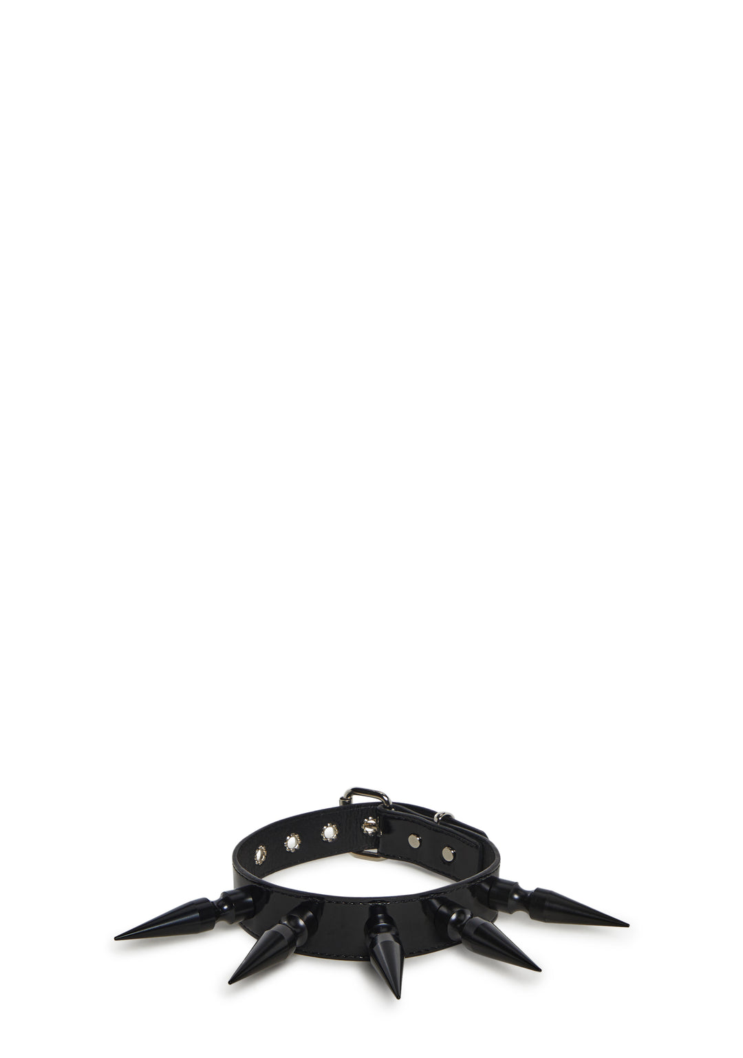Funk Plus Patent Vinyl Spiked Collar - Black - Image 4