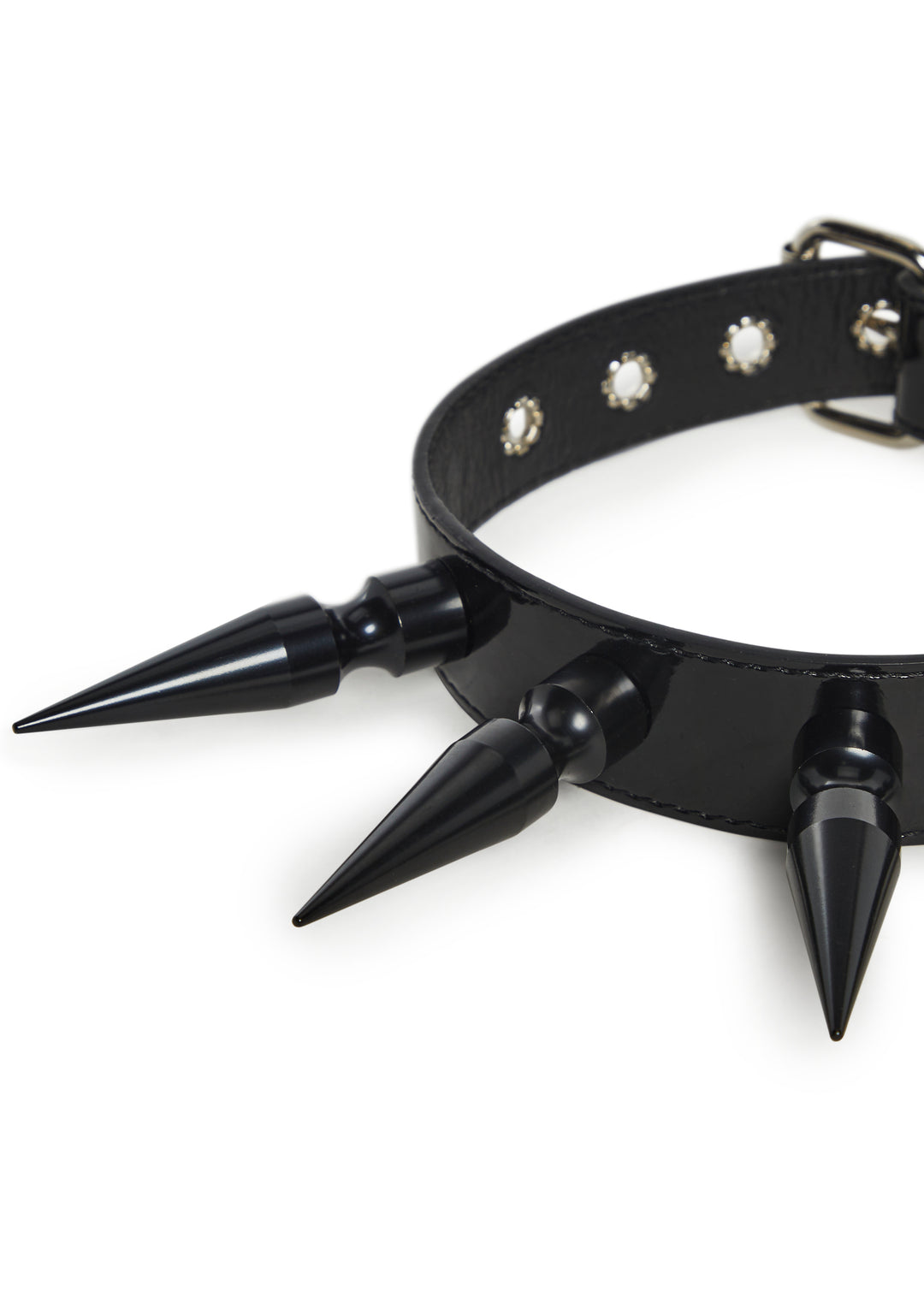 Funk Plus Patent Vinyl Spiked Collar - Black - Image 3