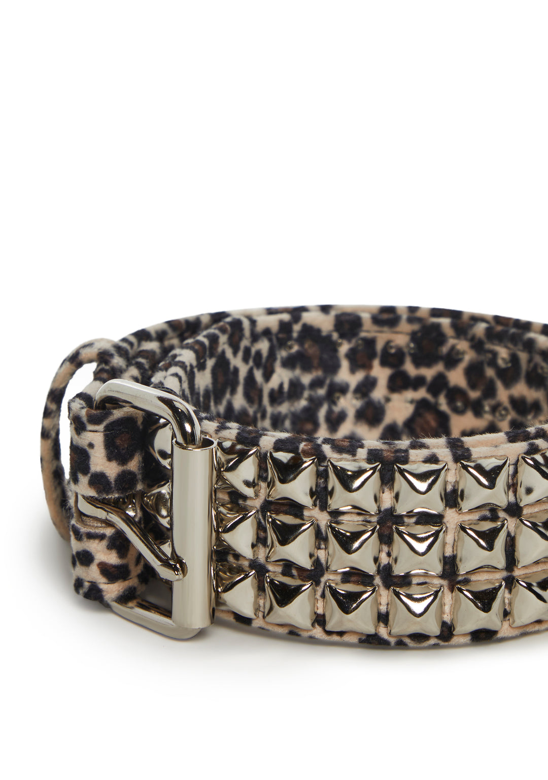 Funk Plus Leopard Pyramid Studded Belt - Brown - Image 4