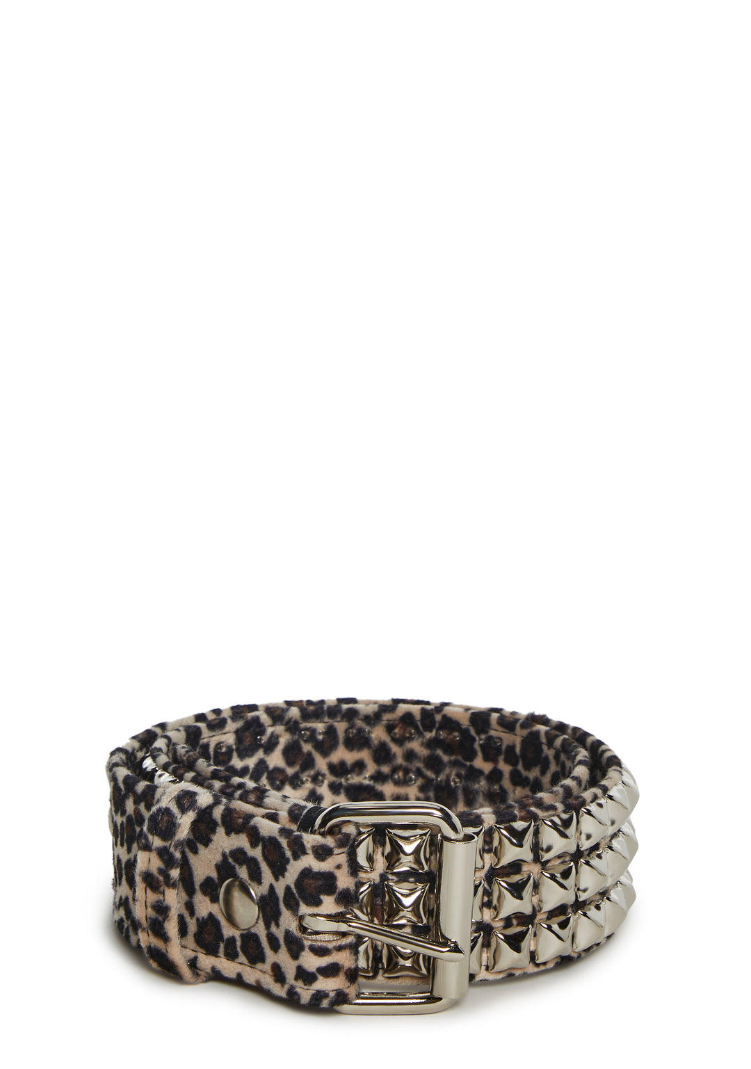 Funk Plus Leopard Pyramid Studded Belt - Brown - Image 5