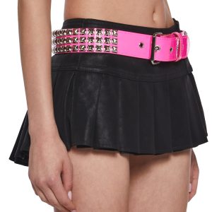 Funk Plus Pyramid Studded Vinyl Belt - Pink