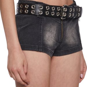 Funk Plus Eyelet Vegan Leather Waist Belt - Black