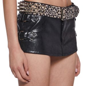 Funk Plus Leopard UK 77 Large Conical Studded Waist Belt - Brown