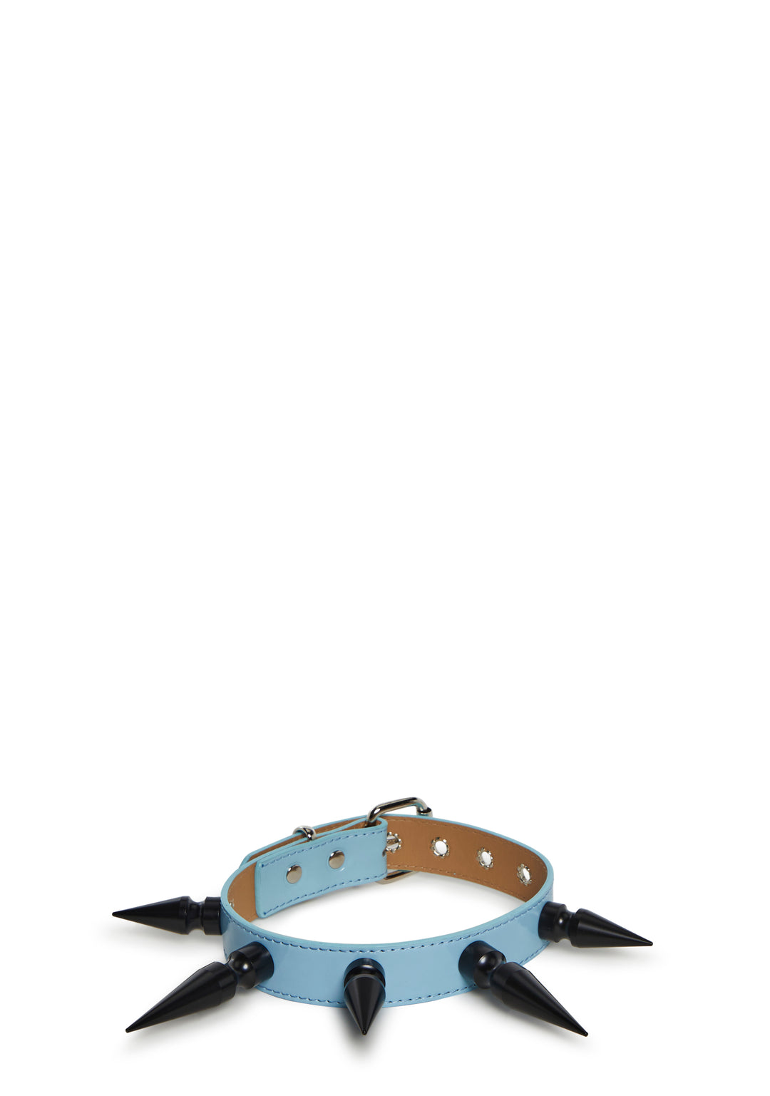 Funk Plus Vegan Leather XL Spiked Choker With Buckle Closure - Blue - Image 4