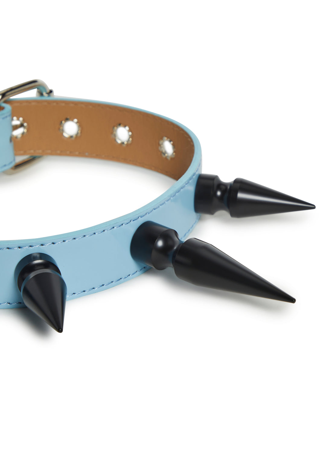 Funk Plus Vegan Leather XL Spiked Choker With Buckle Closure - Blue - Image 3