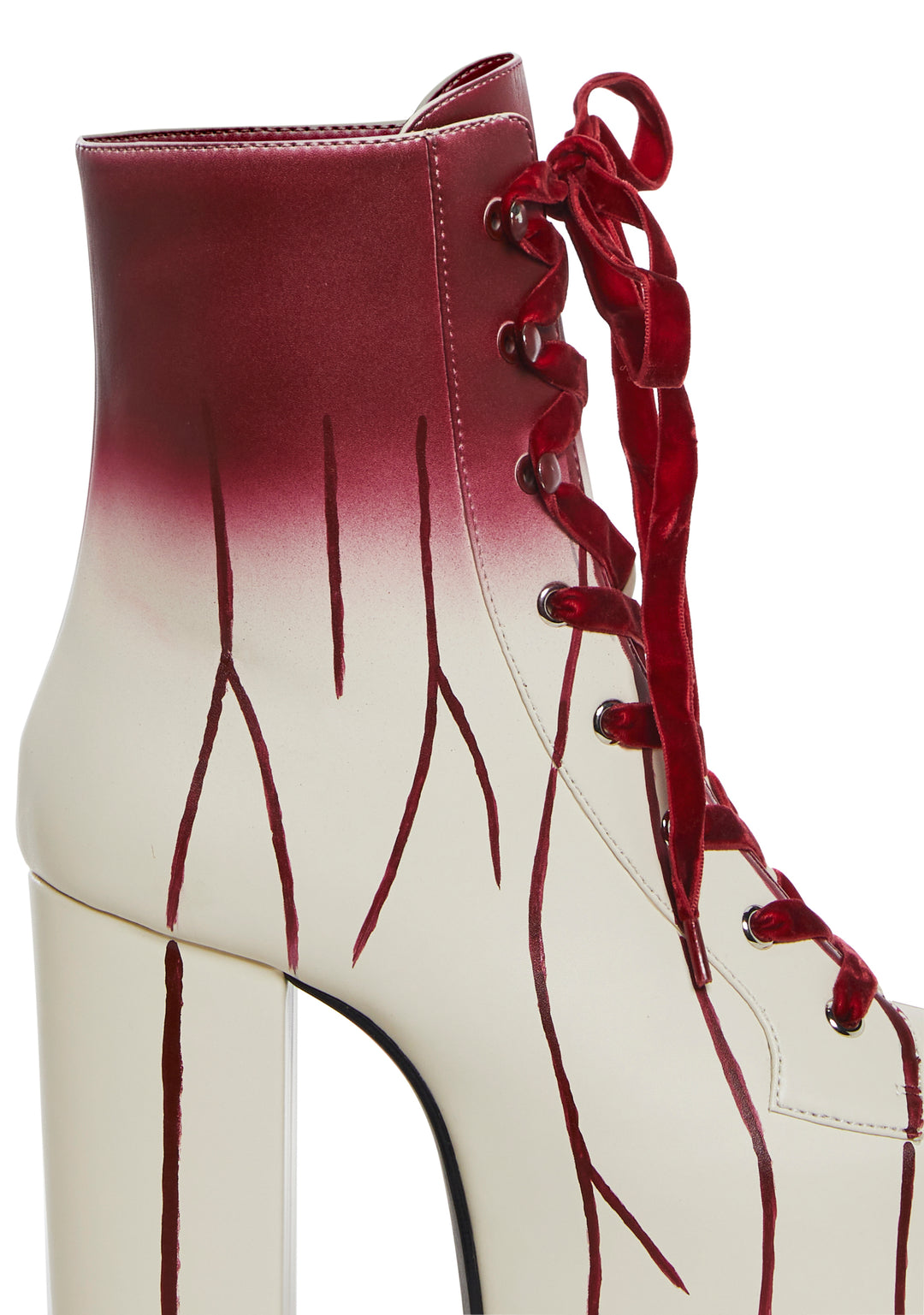 Red Carrie Bloody Prom Queen Platform Booties - Image 2