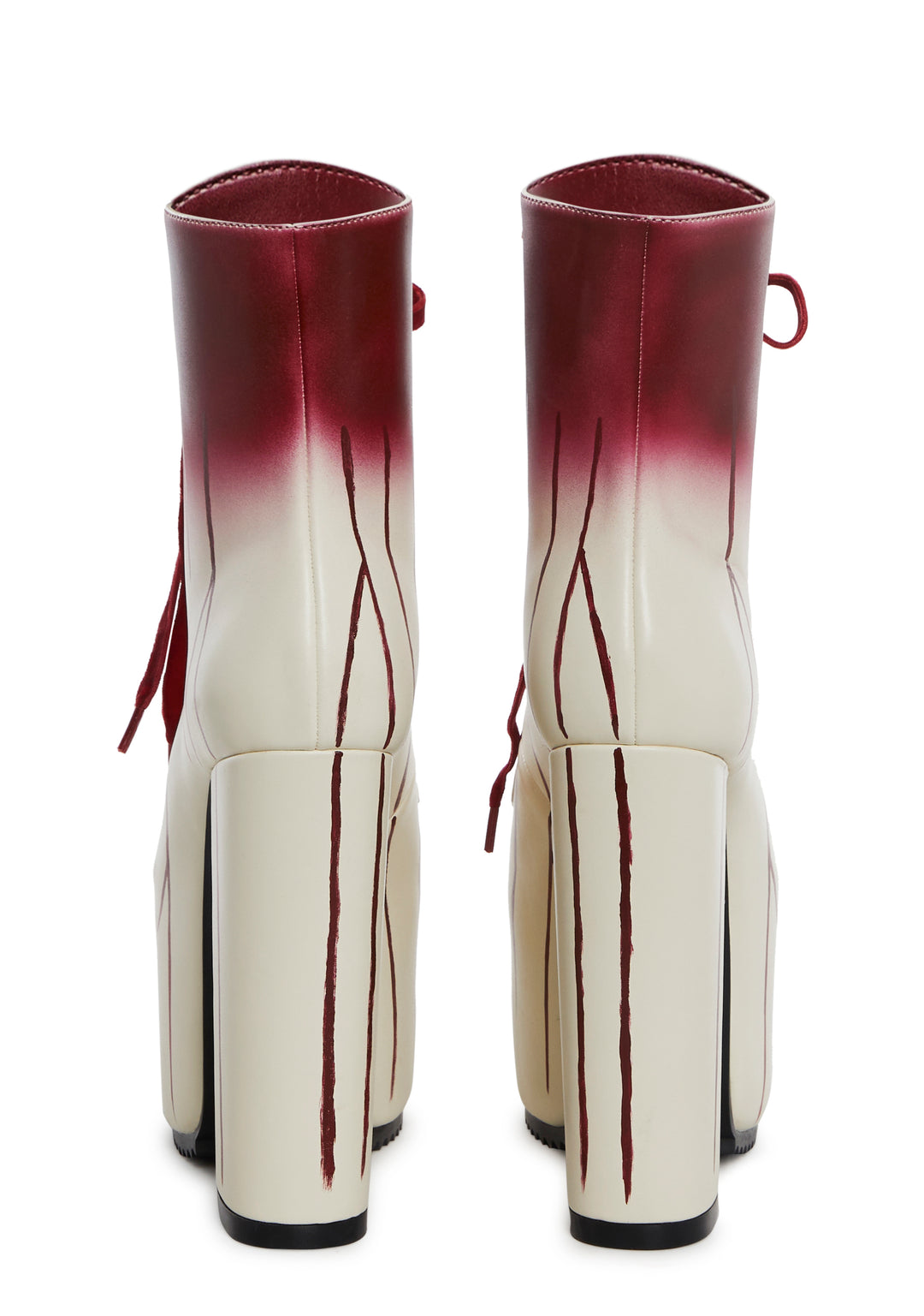 Red Carrie Bloody Prom Queen Platform Booties - Image 4