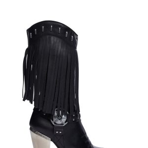New Rock Fringe Cowboy Boots - Black