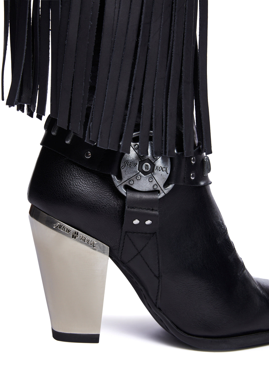 New Rock Fringe Cowboy Boots - Black - Image 2