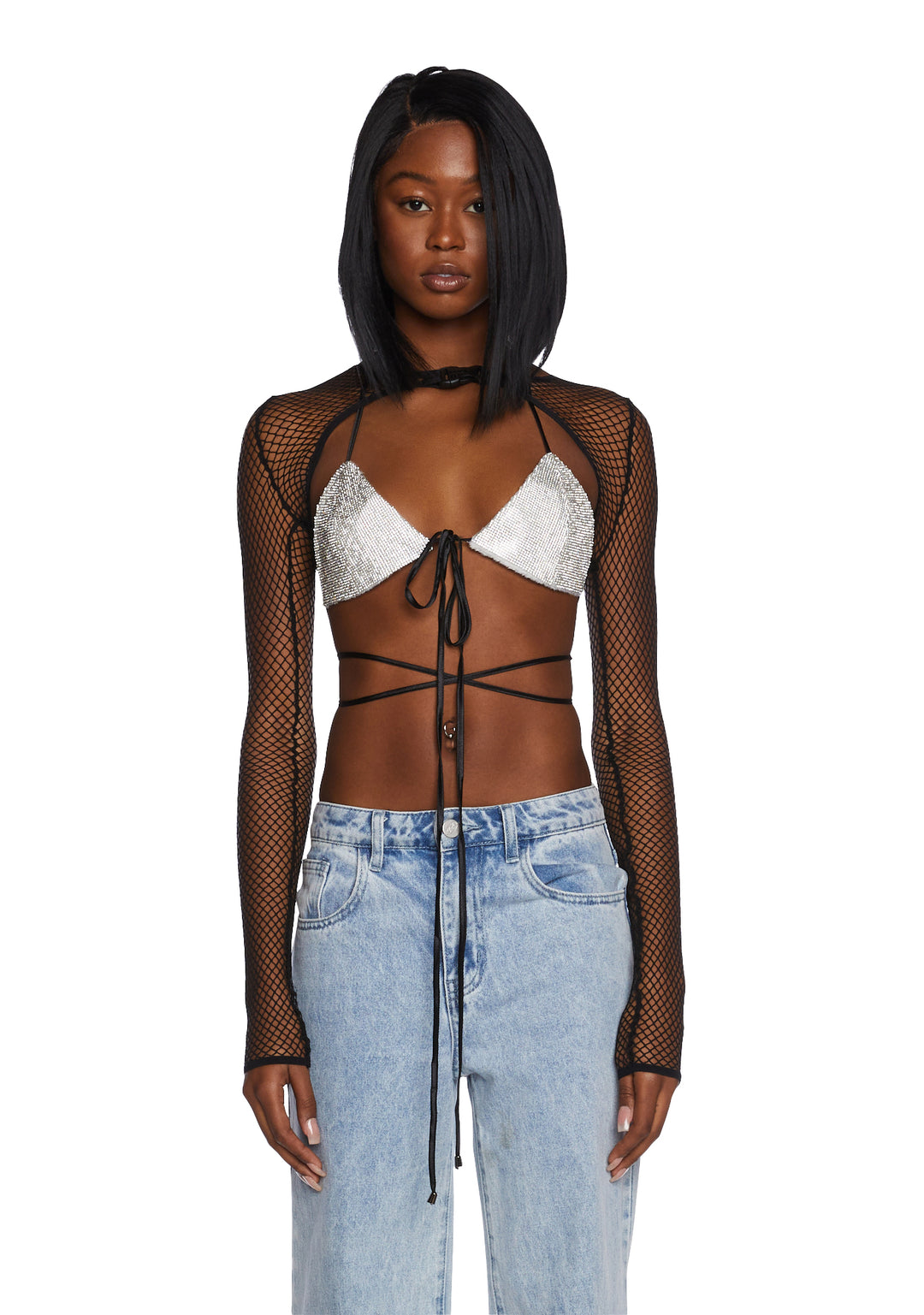 Poster Grl Fishnet Shrug - Black