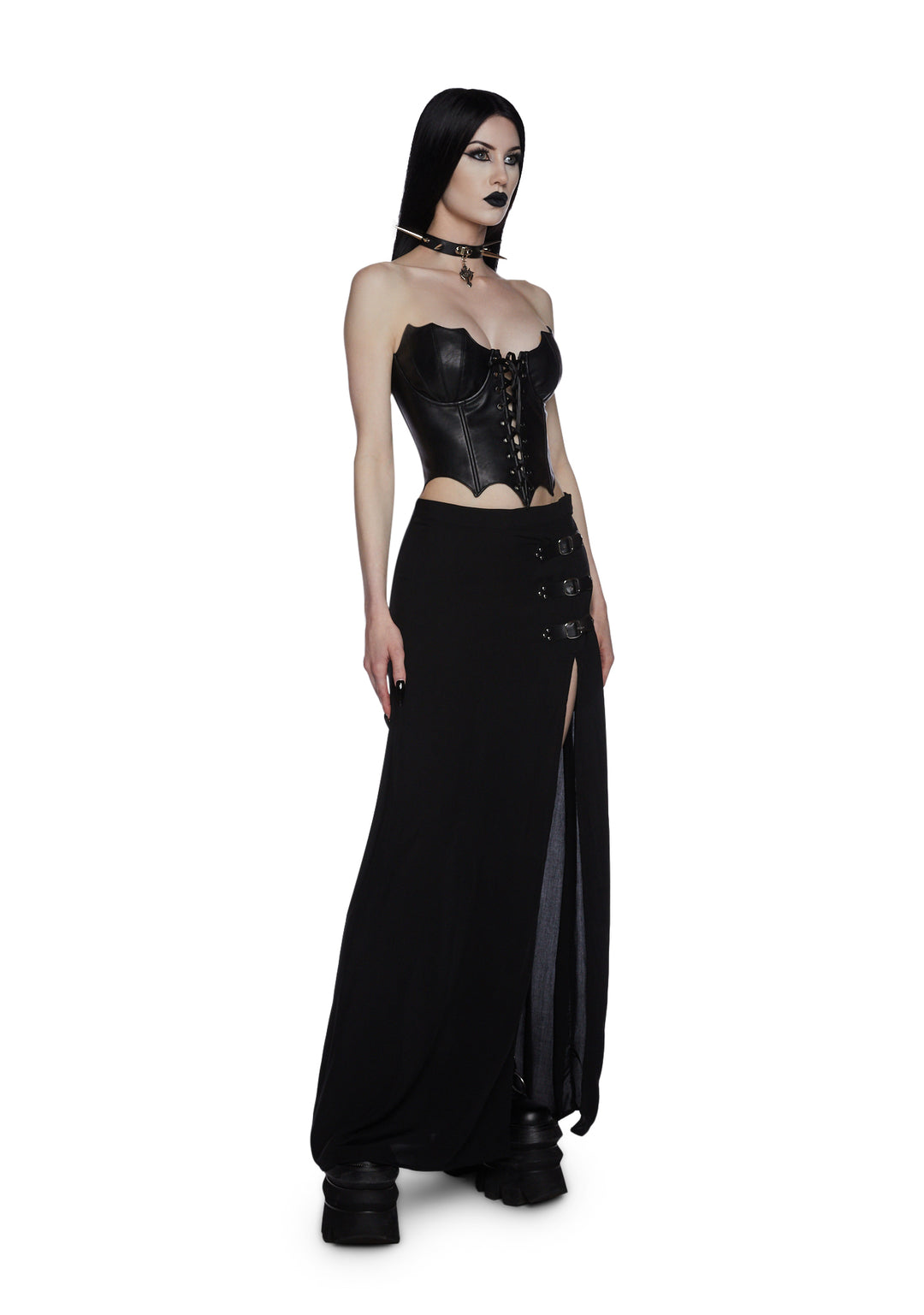 Widow Buckle Slit Maxi Skirt - Image 3