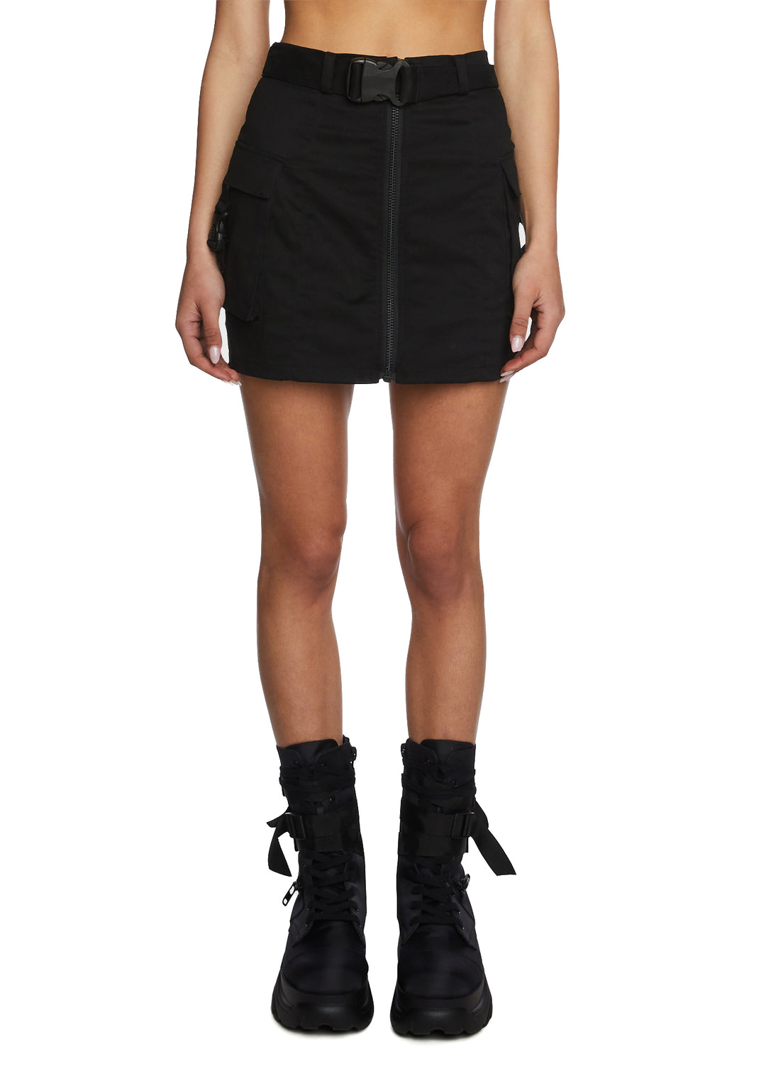 Poster Grl Zip Up Cargo Mini Skirt - Black
