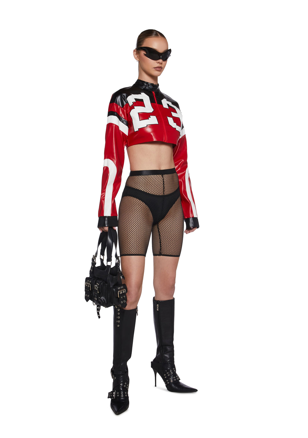 Poster Grl Biker Shorts Fishnet High Waist Black - Image 2