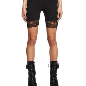 Current Mood Lace Trim Biker Shorts - Black