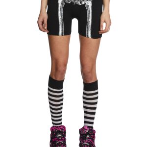 Trickz N Treatz Skeleton Print Biker Shorts - Black