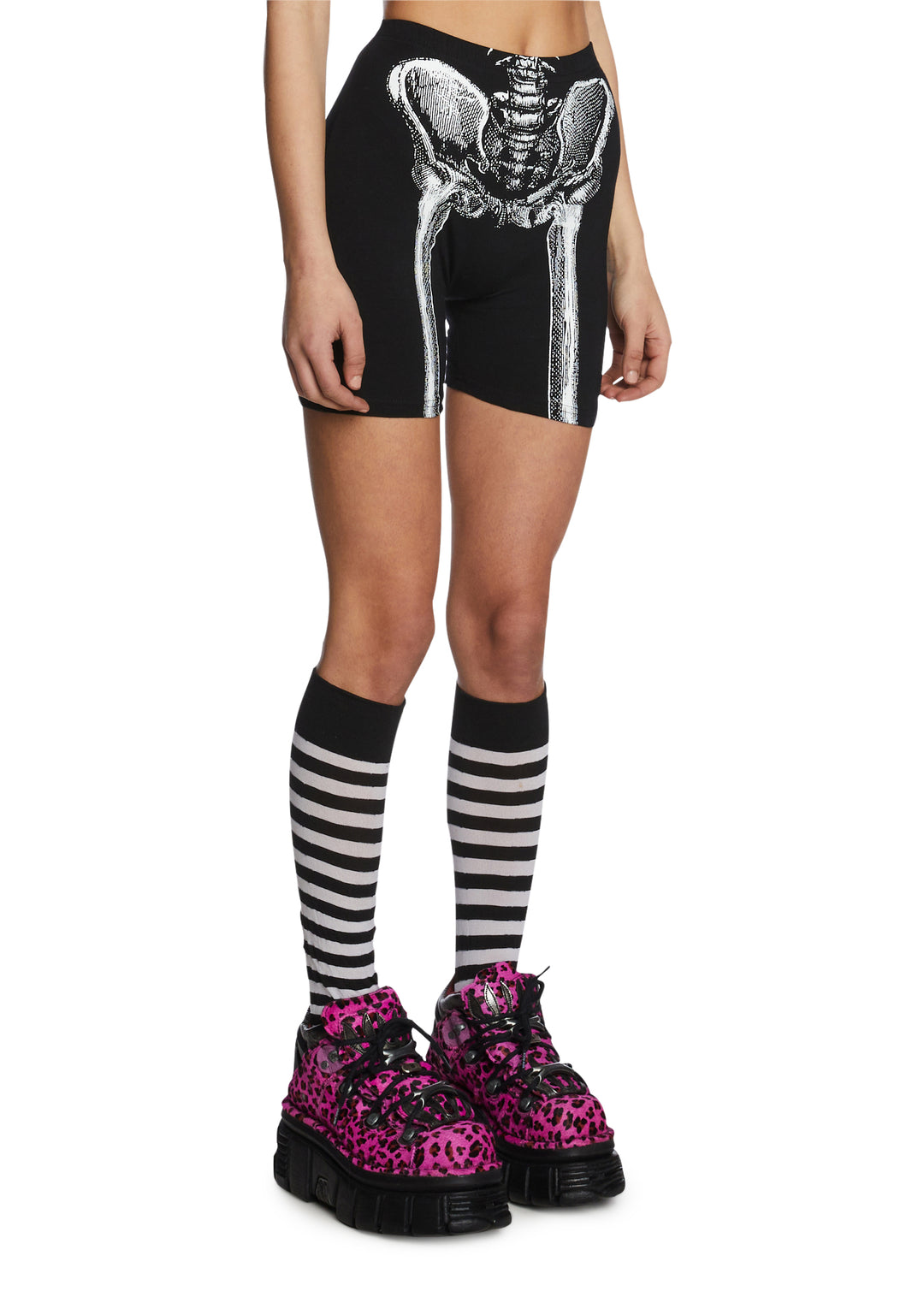 Trickz N Treatz Skeleton Print Biker Shorts - Black - Image 3
