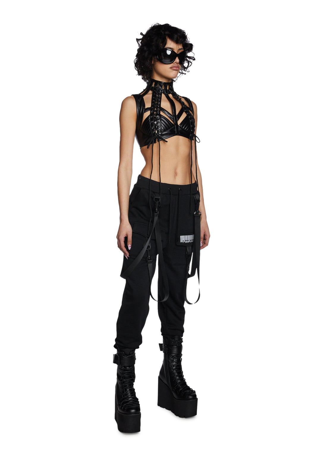 Club Exx Barcode Print Cargo Joggers - Black - Image 2