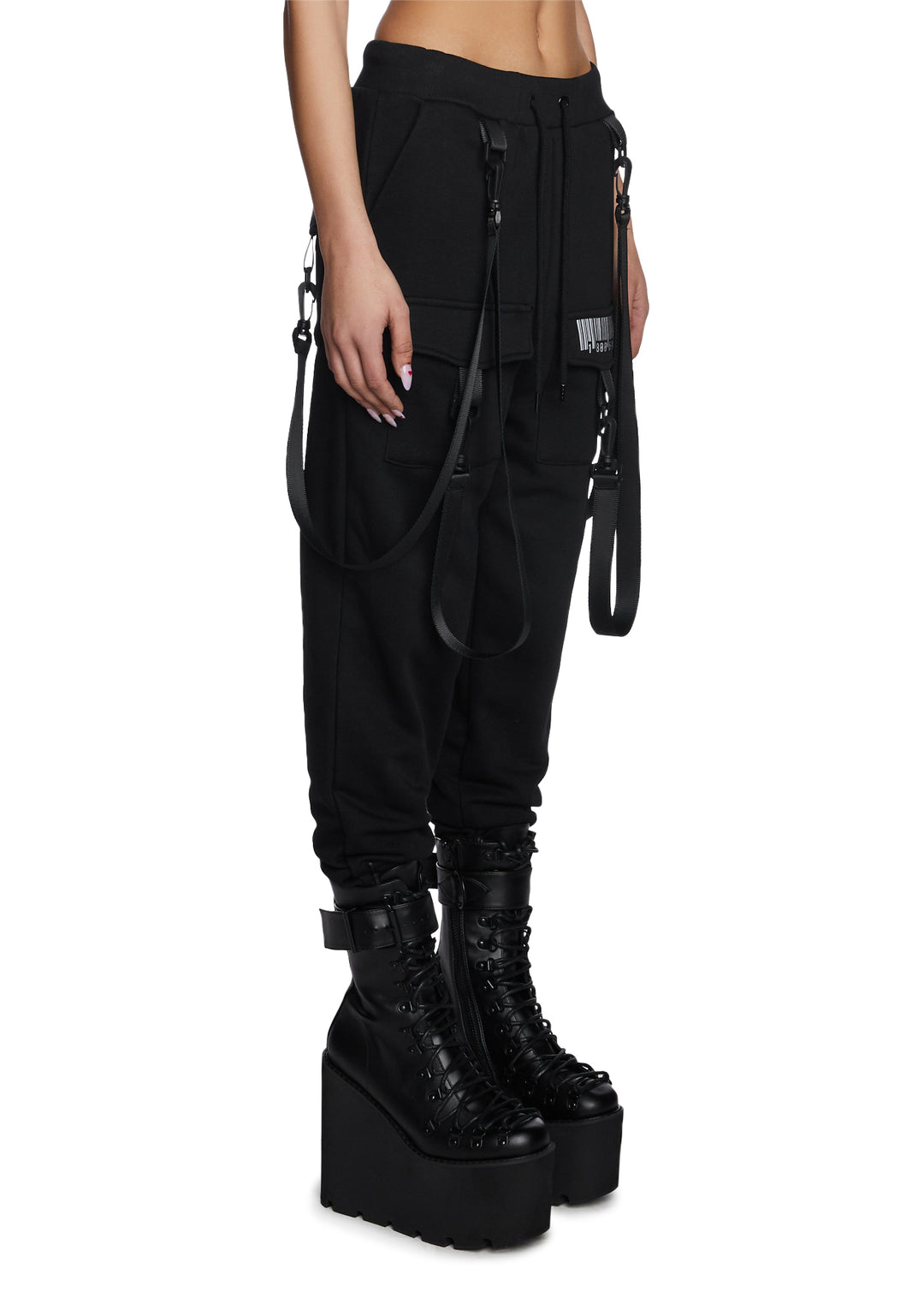 Club Exx Barcode Print Cargo Joggers - Black - Image 3